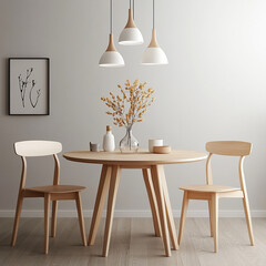 Cozy dining area with natural wood accents and decor