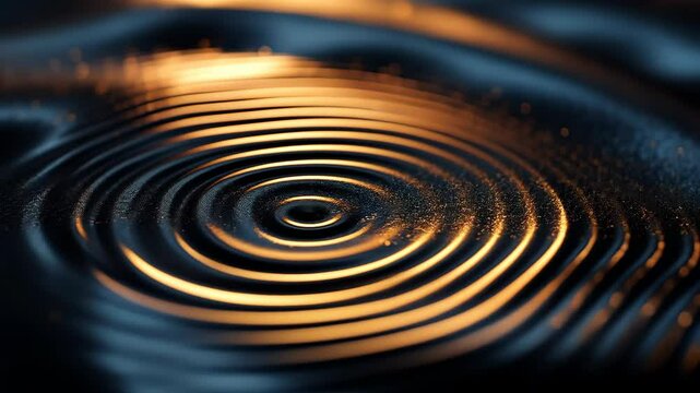 Mesmerizing water ripples emanating from a central point under golden light