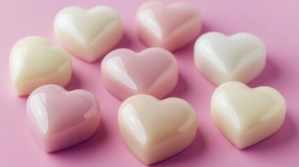 Fototapeta premium Pink and White Heart Soaps