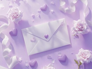 Sweet Purple Hello Card with Heart Confetti