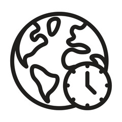 World clock icon. Editable line icon. Vector illustration