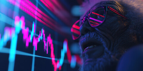 Elderly Man Viewing Stock Market Data on Screen