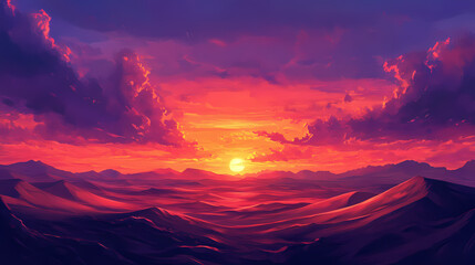 Enchanting sunset over majestic sand dunes azeem high-resolution landscape photography desert environment panoramic view nature's wonder. Desert Haven. Illustration
