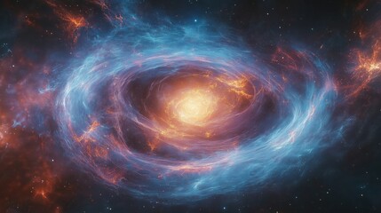 Obraz premium A Stunning Cosmic Spiral Galaxy Displaying Vibrant Colors and Light