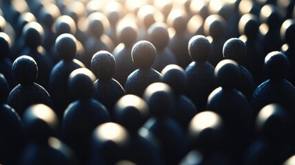 Obraz premium Abstract image of numerous dark figures in light
