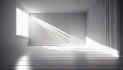 Obraz premium minimalist white room corner sunlight rays background