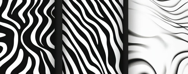 Fototapeta premium Black and white abstract zebra stripe patterns with wavy lines