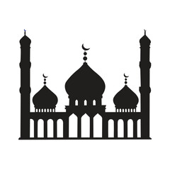 Islamic Vector mosque silhouette with a white background 