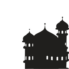 Islamic Vector mosque silhouette with a white background 