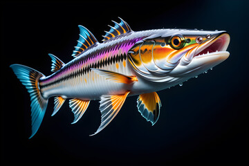 fish pike mackerel barracuda on a black background
