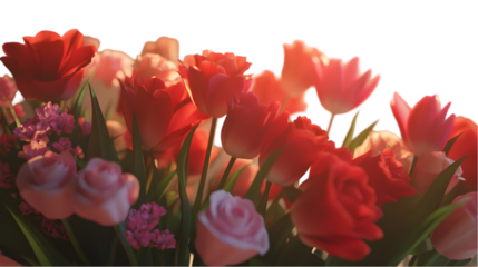 red tulips on a white background