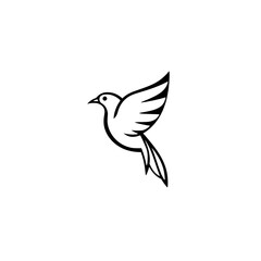 Elegant Dove in Flight: A Symbol of Peace and Freedom. Simple, minimalist bird vector graphic, perfect for logo design or art print.
