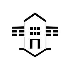 Modern House Architectural Design: Simple Geometric Home Structure, Residential Property, Real Estate Icon