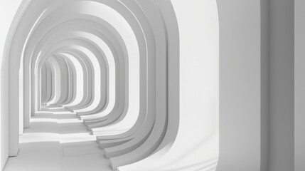 Abstract White Archway Corridor Wallpaper