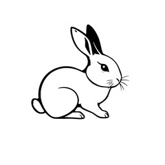 Adorable Line Art Rabbit Illustration: A Cute Bunny Design