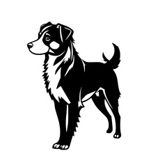 Black and White Dog Silhouette: A Vector Illustration of a Canine Companion. Perfect for pet lovers and graphic designers. Download this striking image today!