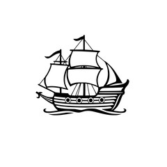 Vintage Sailing Ship: A Nautical Adventure on the Open Sea. Explore the Era of Exploration and Maritime History with this Classic Vessel Illustration.