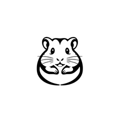 Adorable Hamster Illustration:  A charming black and white vector graphic of a cute hamster, perfect for pet lovers, websites, and branding. This minimalist design is simple yet expressive.