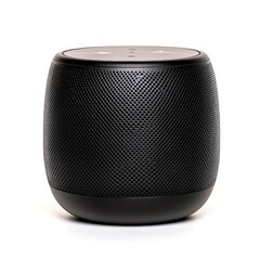 Isolate for product advertising Portable smart speaker in black design.
