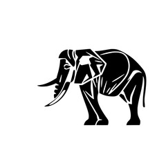 Geometric Black and White Elephant Illustration: Abstract Animal Art Print