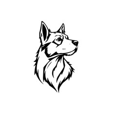 Fototapeta premium Majestic Dog Portrait: Black and White Canine Vector Illustration