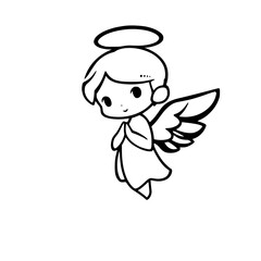 Adorable Cartoon Angel with Halo and Wings: A Sweet Religious Illustration