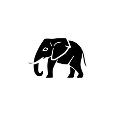 Majestic Elephant: A Powerful Symbol of Nature, Wildlife, and African Savanna.  A striking black and white vector graphic design, perfect for logos, icons, and more.
