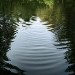 Reflective ripples on a tranquil lake surface