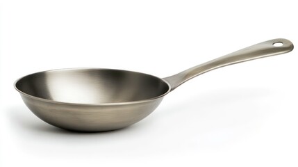 A plain metal scoop with a long handle, perfect for measuring and scooping, isolated on white background