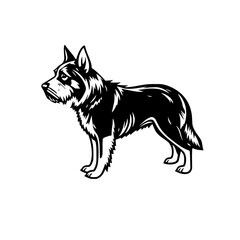 Majestic Canine Silhouette: A Black and White Dog Vector Graphic