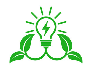 liście i żarówka, ikona zasilania ekologicznego © robert6666