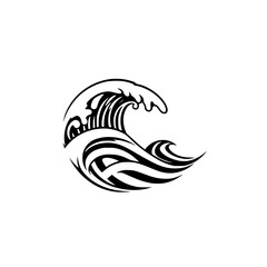 Abstract Ocean Wave: Black and White Vector Graphic. Nature-inspired design element, perfect for logos, prints, and more.  A stylish symbol of the sea's power and fluidity.
