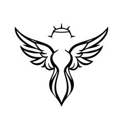 Celestial Wings: A Sacred Symbol of Faith, Hope, and Divine Protection.  Elegant Angel artwork, perfect for religious or spiritual designs.