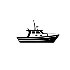 Elegant Black and White Boat Illustration: A Stylish Nautical Design. Perfect for marine-themed projects, travel brochures, or nautical-inspired designs.