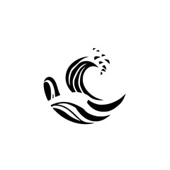 Obraz premium Abstract Ocean Wave: Black and White Minimalist Sea Design. Perfect for nature lovers and graphic designers seeking a stylish, symbolic image.