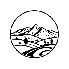 Majestic Mountain Landscape: A Serene Nature Scene. Discover the beauty of rolling hills, lush trees, and a breathtaking panoramic view. Perfect for nature lovers and adventure seekers.