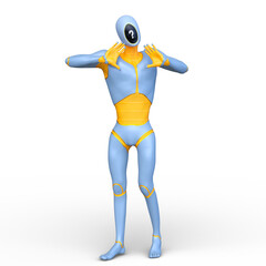 男性サイボーグ　3DCGレンダリング