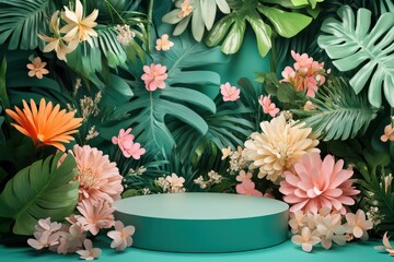 Tropical Floral Display With Vibrant Colors and Lush Greenery for Design Concepts