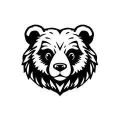 Panda Bear Head: Black and White Vector Illustration. Perfect for logos, icons, and graphic designs. Cute and charming animal portrait.