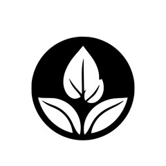 Elegant Plant Leaves Logo: Black and White Minimalist Botanical Icon