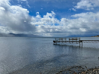 Argentina, Ushuaia - 2023, February: pier In Fagnano lake