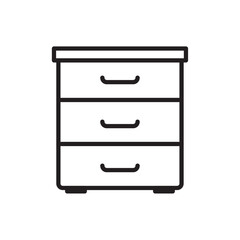 Bedside table icon Outline set in black and white color