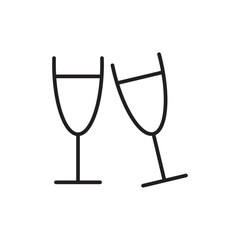 Champagne glasses icon Outline set in black and white color
