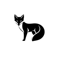 Majestic Fox Silhouette: Black and White Wildlife Vector Graphic