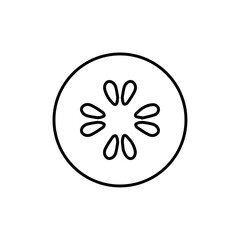 Cucumber slice icon Outline set in black and white color
