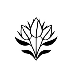 Elegant Black and White Floral Design: Minimalist Line Art Tulips Illustration