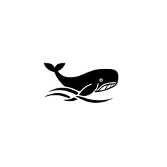 Whale in the Ocean: A Stunning Black and White Vector Graphic
