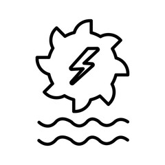 Hydro power icon Outline set in black and white color