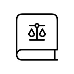 Law book icon Outline set in black and white color
