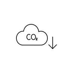 Low carbon dioxide icon Outline set in black and white color